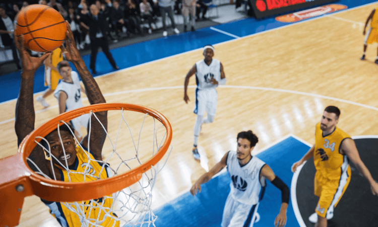 aerial view of a basketball game